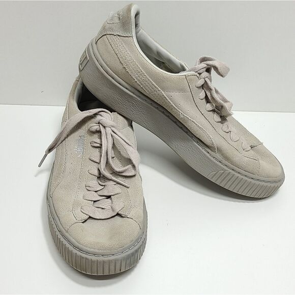 Puma‎ Basket Platform Reset Women's Size 7.5 Gray Suede Sneakers - Picture 6 of 10